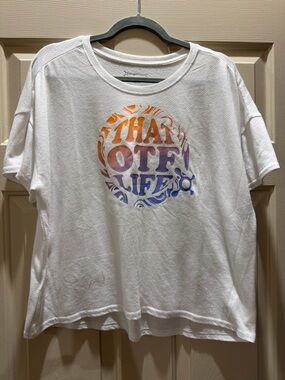 White Graphic Tee with Orangetheory Purple Ombre Logo